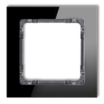 Ramka uniwersalna pojedyncza - efekt szkła ramka: czarna; spód: grafitowy Karlik seria DECO 12-11-DRS-1 kolor czarny