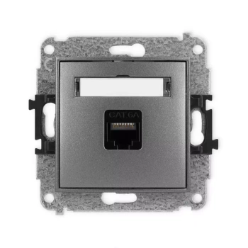 Mechanizm gniazda komputerowego pojedynczego 1xRJ45, kat. 6A, 8-stykowy Karlik seria MINI 11MGK-7 kolor grafitowy