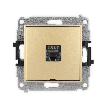 Mechanizm gniazda komputerowego pojedynczego 1xRJ45, kat. 7, ekranowany, 8-stykowy, bez pola opisowego Karlik seria ICON 29IGKBO-9 kolor złoty