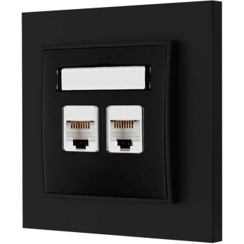 Gniazdo internetowe 2x z ramką karlik mini kolor czarny mat