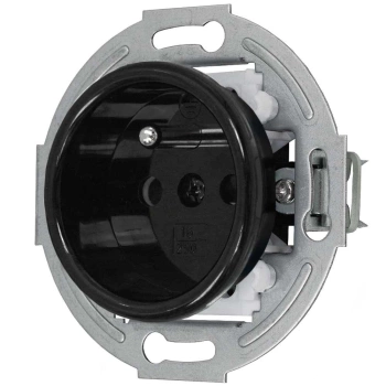 Gniazdo pojedyncze z uziemieniem seria retro styl loft kolor czarny TG-RE-51B