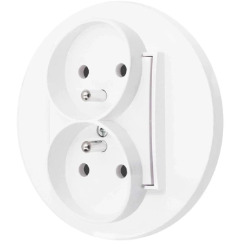 Gniazdo podwójne z ramką okrągłą seria MINI kolor biały mat