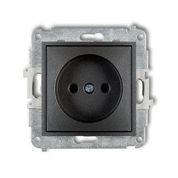 Mechanizm gniazda pojedynczego bez uziemienia 2P z przesłonami torów Karlik seria ICON 11IGP-1p kolor grafitowy