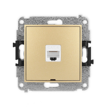 Mechanizm gniazda komputerowego pojedynczego 1xRJ45, kat. 6, 8-stykowy, bez pola opisowego Karlik seria ICON 29IGKBO-3 kolor złoty