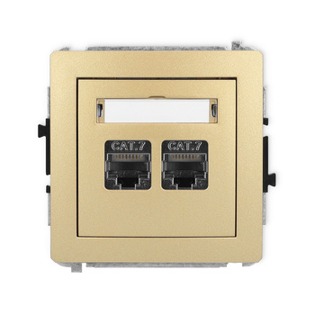 Mechanizm gniazda komputerowego podwójnego 2xRJ45, kat. 7, ekranowany, 8-stykowy Karlik seria DECO 29DGK-10 kolor złoty