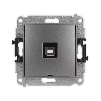 Mechanizm gniazda pojedynczego USB A-B 2.0, bez pola opisowego Karlik seria MINI 11MGUSBBO-3 kolor grafitowy