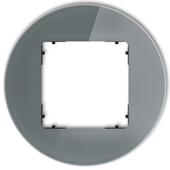 Ramka uniwersalna pojedyncza okrągła - efekt szkła ramka: grafitowa spód: czarny Karlik seria ICON 28-12-IRSO-1 kolor grafitowy