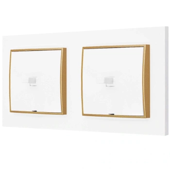 Dwa włączniki pojedyncze w stylu USA ramka kwadratowa seria Mini kolor biały mat/złoty