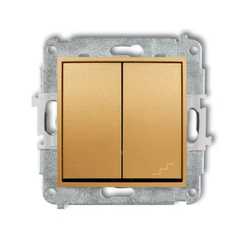 Mechanizm łącznika jednobiegunowego ze schodowym wspólne zasilanie Karlik seria ICON 29IWP-10.1 kolor złoty