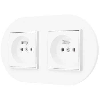 Dwa gniazda pojedyncze z ramką okrągłą seria MINI kolor biały