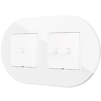 Włącznik pojedynczy i podwójny w stylu USA ramka okrągła efekt szkła seria ICON kolor biały