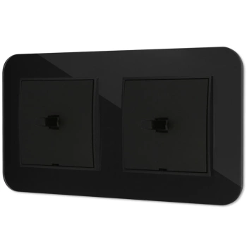 Dwa włączniki pojedyncze w stylu USA ramka zaokrąglona efekt szkła seria ICON kolor czarny