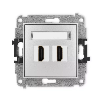 Mechanizm gniazda podwójnego HDMI 2.0, 4K Karlik seria MINI 7MHDMI-4 kolor srebrny metalik