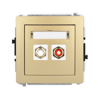 Mechanizm gniazda podwójnego RCA typu cinch - biały i czerwony, pozłacany Karlik seria DECO 29DGRCA-2 kolor złoty