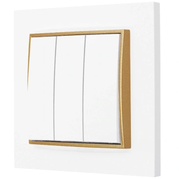 Włącznik potrójny z ramką prostą seria MINI kolor biały mat/złoty