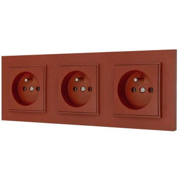 Trzy gniazda pojedyncze z ramką kwadratową seria MINI kolor terakota