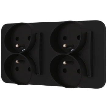 Dwa gniazda podwójne z ramką zaokrągloną seria MINI kolor czarny