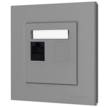 Gniazdo internetowe rj45 1x z ramką seria Bella kolor popiel mat