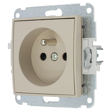 Mechanizm gniazda pojedynczego z uziemieniem 2P+Z bez przesłon torów prądowych Karlik seria MINI 60MGP-1z kolor taupe