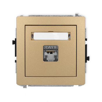 Mechanizm gniazda komputerowego pojedynczego 1xRJ45, kat. 5e, ekranowany, 8-stykowy Karlik seria DECO 8DGK-1e kolor złoty metalik