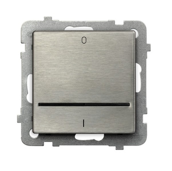 Łącznik dwubiegunowy z podświetleniem niebieskim seria SONATA STAL INOX kolor Stal inox symbol ŁP-11RMS/m/37