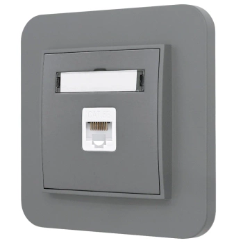 Gniazdo internetowe rj45 1x z ramką zaokrągloną seria MINI kolor szary mat