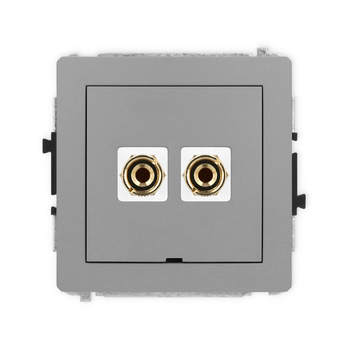 Mechanizm gniazda głośnikowego pojedynczego, bez pola opisowego typu banan - czerwony i czarny, pozłacany, 4 mm2, do lutowania Karlik seria DECO 27DGGBO-3 kolor szary mat