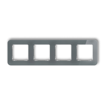 Ramka uniwersalna poczwórna zaokrąglona - efekt szkła ramka: grafitowa spód: biały Karlik seria ICON 28-0-IRSZ-4 kolor grafitowy