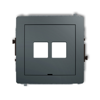 Mechanizm gniazda multimedialnego podwójnego bez modułu, bez pola opisowego standard Keystone Karlik seria DECO 28DGMBO-2P kolor grafitowy mat