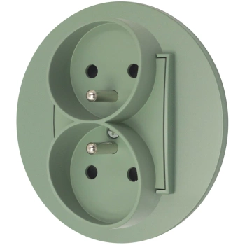 Gniazdo podwójne z ramką okrągłą seria MINI kolor szałwiowy