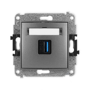 Mechanizm gniazda pojedynczego USB A-A 3.0 Karlik seria ICON 11IGUSB-5 kolor grafitowy