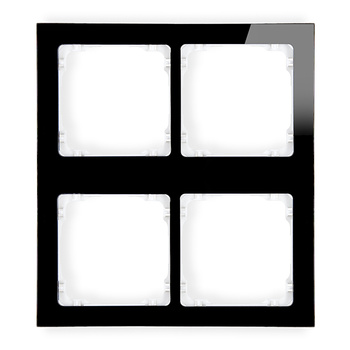 Ramka modułowa 4 krotna 2 poziom, 2 pion - efekt szkła ramka czarna; spód biała Karlik seria DECO 12-0-DRSM-2x2 kolor czarny