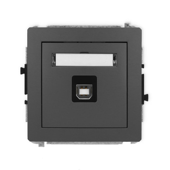 Mechanizm gniazda pojedynczego USB A-B 2.0 Karlik seria DECO 28DGUSB-3 kolor grafitowy mat