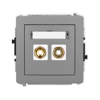 Mechanizm gniazda głośnikowego pojedynczego typu banan - czerwony i czarny, pozłacany, 4 mm2, skręcany Karlik seria DECO 27DGG-4 kolor szary mat