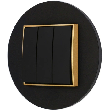 Włącznik potrójny z ramką okrągłą seria MINI kolor czarny złoty