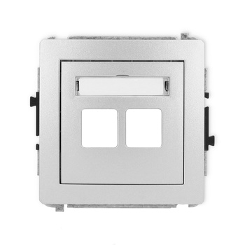 Mechanizm gniazda multimedialnego podwójnego bez modułu standard Keystone Karlik seria DECO 7DGM-2P kolor srebrny metalik