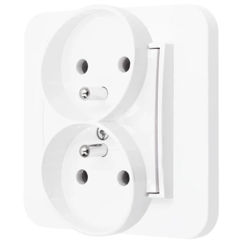 Gniazdo podwójne z ramką zaokrągloną seria MINI kolor biały