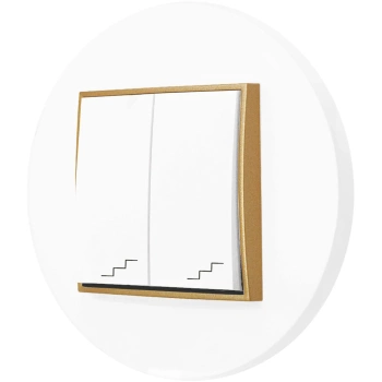 Włącznik schodowy podwójny z ramką okrągłą seria MINI kolor biały mat/złoty