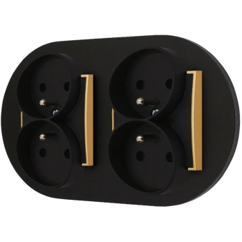 Dwa gniazda podwójne z ramką okrągłą seria MINI kolor czarny złoty
