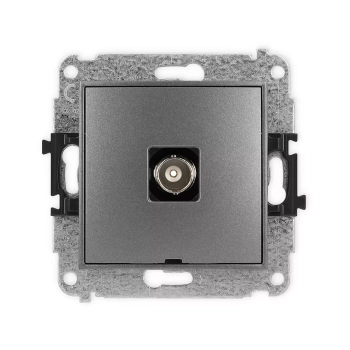 Mechanizm gniazda pojedynczego BNC, bez pola opisowego Karlik seria ICON 11IGBNCBO-1 kolor grafitowy