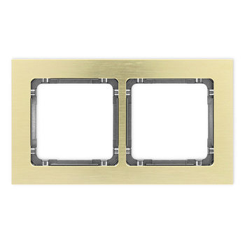 Ramka uniwersalna podwójna - aluminium szczotkowane ramka: kolor mosiężny; spód: grafitowy Karlik seria DECO 8-11-DRA-2 kolor mosiężny