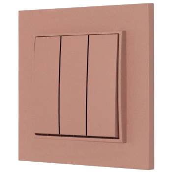 Włącznik potrójny z ramką kwadratową seria MINI kolor łososiowy