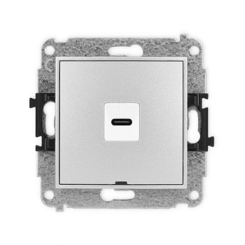 Mechanizm gniazda pojedynczego 1xUSB C-C, bez pola opisowego Karlik seria ICON 7IGUSBBO-7 kolor srebrny metalik