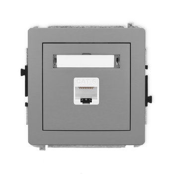 Mechanizm gniazda komputerowego pojedynczego 1xRJ45, kat. 6, 8-stykowy Karlik seria DECO 27DGK-3 kolor szary mat