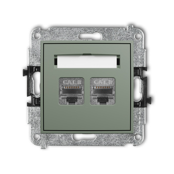 Mechanizm gniazda komputerowego podwójnego 2xRJ45, kat. 8, ekranowany, 8-stykowy Karlik seria MINI 61MGK-12 kolor szałwiowy