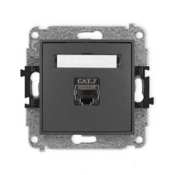 Mechanizm gniazda komputerowego pojedynczego 1xRJ45, kat. 7, ekranowany, 8-stykowy Karlik seria MINI 28MGK-9 kolor grafitowy mat