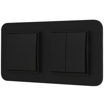 Dwa włączniki pojedynczy i podwójny z ramką zaokrągloną seria MINI kolor czarny