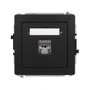 Mechanizm gniazda komputerowego pojedynczego 1xRJ45, kat. 5e, ekranowany, 8-stykowy Karlik seria DECO 12DGK-1e kolor czarny mat