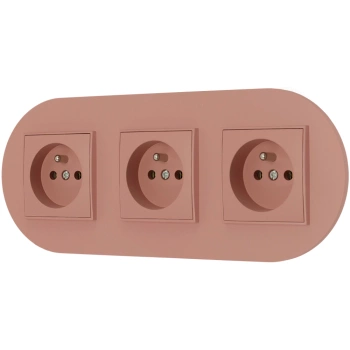 Trzy gniazda pojedyncze z ramką okrągłą seria MINI kolor łososiowy