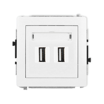 Mechanizm gniazda podwójnego 2xUSB A-A 2.0 Karlik seria DECO DGUSB-2 kolor biały